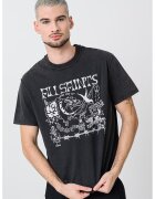 AllSaints Tricou din bumbac organic cu imprimeu grafic - Alb murdar/Gri antracit
