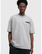 AllSaints Tricou supradimensionat de bumbac organic Redact - Negru/Gri deschis melange