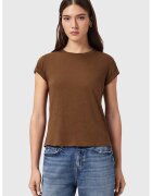 AllSaints Tricou uni de bumbac - Caramel