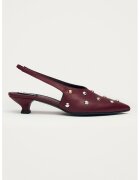 ALOHAS Pantofi din piele cu varf ascutit si toc kitten - Rosu inchis/Argintiu