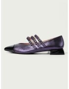 ALURA Balerini de piele cu varf ascutit - Negru/Violet
