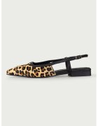 ALURA Balerini slingback de piele cu animal print Milena - Negru/Maro