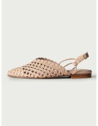 ALURA Balerini slingback de piele cu perforatii Magda - Bej