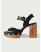 ALURA Sandale de piele cu aspect masiv - Negru