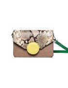 ANNA FELLINI Geanta dama piele - Carmen - grej galben verde - 22x10x15 cm