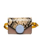 ANNA FELLINI Geanta dama piele - Cora - grej bleu galben - 22x10x15 cm