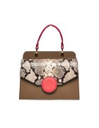 ANNA FELLINI Geanta dama piele - Felicia - grej coral - 26x12x20 cm