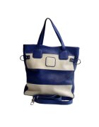 ANNA FELLINI Geanta dama piele - Laura 42 - albastru - 33x7x35 cm