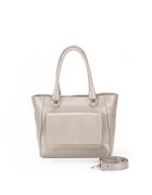 ANNA FELLINI Geanta dama piele - mica - grej sidefat - 33x11x24 cm