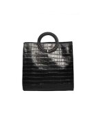 ANNA FELLINI Geanta dama piele - Olimpia - neagra - 22x10x17 cm