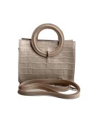 ANNA FELLINI Geanta dama piele - Olivia - croco nude - 22x10x17 cm