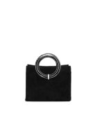 ANNA FELLINI Geanta dama piele - Olivia - velur lac negru - 22x10x17 cm