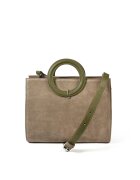ANNA FELLINI Geanta dama piele - Otilia - kaki - 29 x 10 x 22 cm