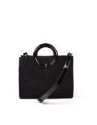 ANNA FELLINI Geanta dama piele - Otilia - velur lac negru - 29 x 10 x 22 cm