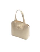 ANNA FELLINI Geanta dama piele - Papion mic - crem - 28x11x24 cm