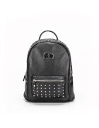 ANNA FELLINI Geanta dama piele - Rucsac 3 intermediar cu tinte - negru - 26x14x26 cm
