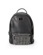 ANNA FELLINI Rucsac dama piele - 3 mare cu tinte - negru - 29 x 16 x 35 cm