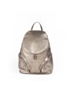 ANNA FELLINI Rucsac piele naturala - gri - 2 manere ajustabile - compartiment cu 3 buzunare