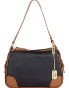 Anna Morellini Geanta crossbody de piele cu accesoriu logo - Negru/Maro scortisoara