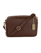 Anna Morellini Geanta crossbody de piele cu aspect granulat - Maro inchis