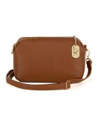 Anna Morellini Geanta crossbody de piele cu aspect granulat - Maro scortisoara