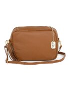 Anna Morellini Geanta crossbody de piele cu bareta detasabila - Maro scortisoara
