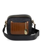 Anna Morellini Geanta crossbody de piele cu fermoar - Negru/Maro