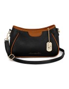 Anna Morellini Geanta crossbody de piele cu garnituri contrastanta - Negru/Maro scortisoara