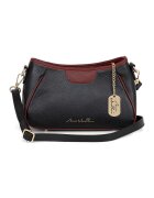 Anna Morellini Geanta crossbody de piele cu garnituri contrastanta - Visiniu/Gri carbune