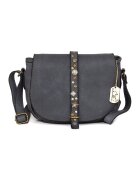 Anna Morellini Geanta crossbody din piele cu aplicatii metalice Luigia - Gri inchis