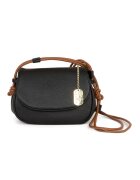 Anna Morellini Geanta crossbody din piele cu aspect texturat - Negru/Maro