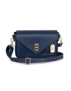 Anna Morellini Geanta crossbody din piele cu sistem metalic - Bleumarin
