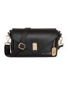 Anna Morellini Geanta crossbody din piele cu sistem metalic - Negru