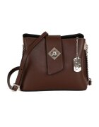 Anna Morellini Geanta crossbody mica de piele cu logo - Maro inchis