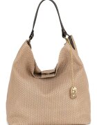 Anna Morellini Geanta hobo de piele cu aspect impletit Sebastiana - Maro deschis