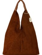 Anna Morellini Geanta hobo din piele intoarsa cu etui interior - Maro scortisoara/Caramel