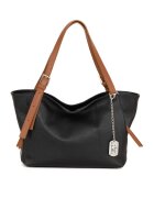 Anna Morellini Geanta shopper din piele cu aspect granulat - Negru/Maro scortisoara