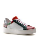 Anna Morellini Pantofi sport colorblock de piele - Rosu/Alb/Verde inchis