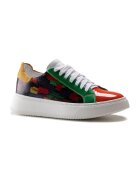 Anna Morellini Pantofi sport de piele cu imprimeu - Rosu/Verde/Galben mustar