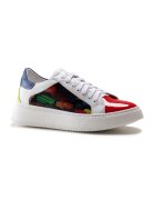 Anna Morellini Pantofi sport de piele cu model colorblock - Rosu/Alb/Verde