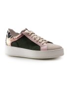 Anna Morellini Pantofi sport din piele lacuita - Verde padure/Maro taupe/Roz