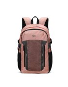 Aoking Rucsac textil cu buzunar frontal de plasa - Roz