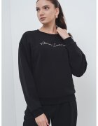 Armani Exchange Bluza de trening cu decolteu la baza gatului si logo - Auriu/Negru