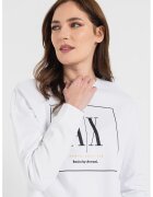 Armani Exchange Bluza sport cu imprimeu logo si maneci cazute - Alb