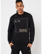 Armani Exchange Bluza sport din bumbac cu decolteu la baza gatului si imprimeu logo - Negru -