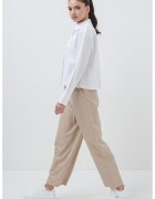 Armani Exchange Camasa crop din amestec de bumbac - Alb