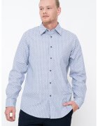 Armani Exchange Camasa cu model si guler clasic - Alb/Negru/Albastru royal
