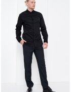 Armani Exchange Camasa de bumbac cu guler Henley - Negru