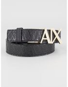 Armani Exchange Curea de piele ecologica cu catarama metalica - Negru