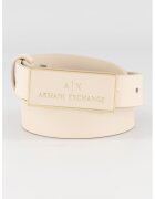 Armani Exchange Curea din piele cu catarama metalica - Bej deschis